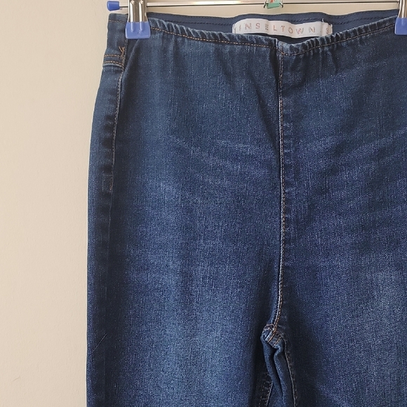 Tinseltown High Rise Flare Jeans Raw Hem Stretch Denim - Picture 3 of 14